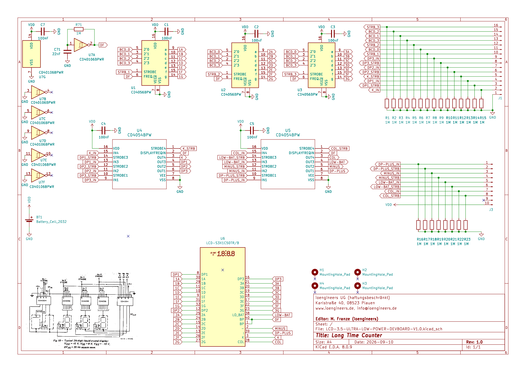 Schaltplan 7-Segment LCD Ultra Low Power Devboard